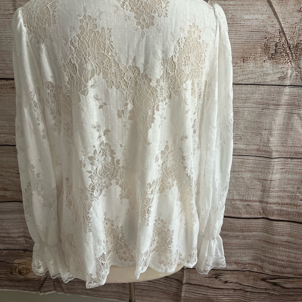 POL White Lace Ruffle Blouse - Picture 4 of 6